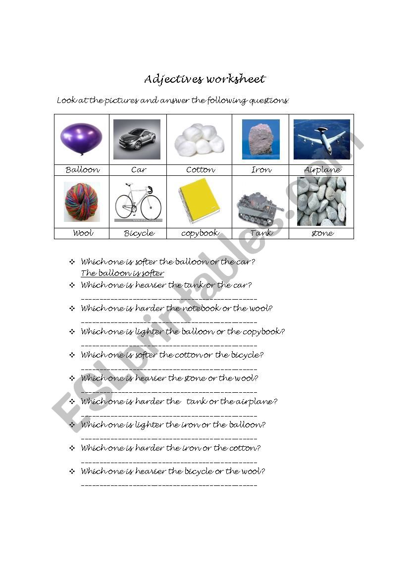 adjectives worksheet