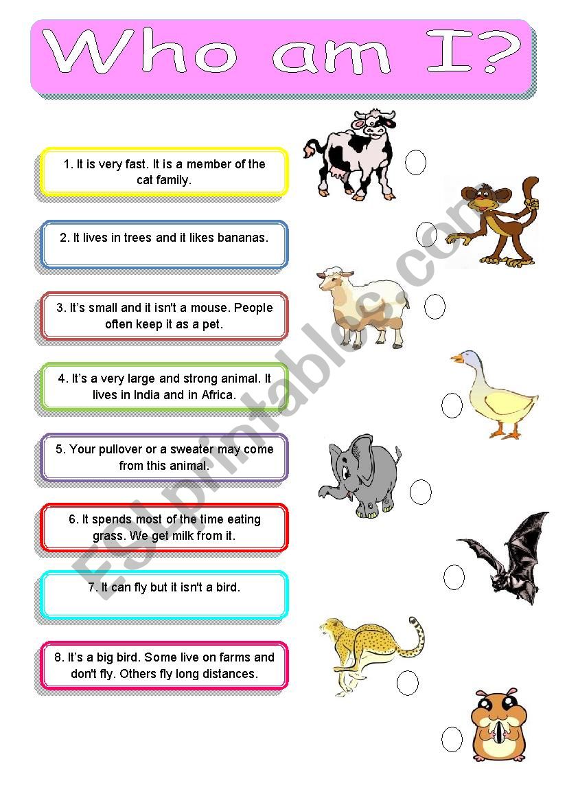 Descriptions worksheet