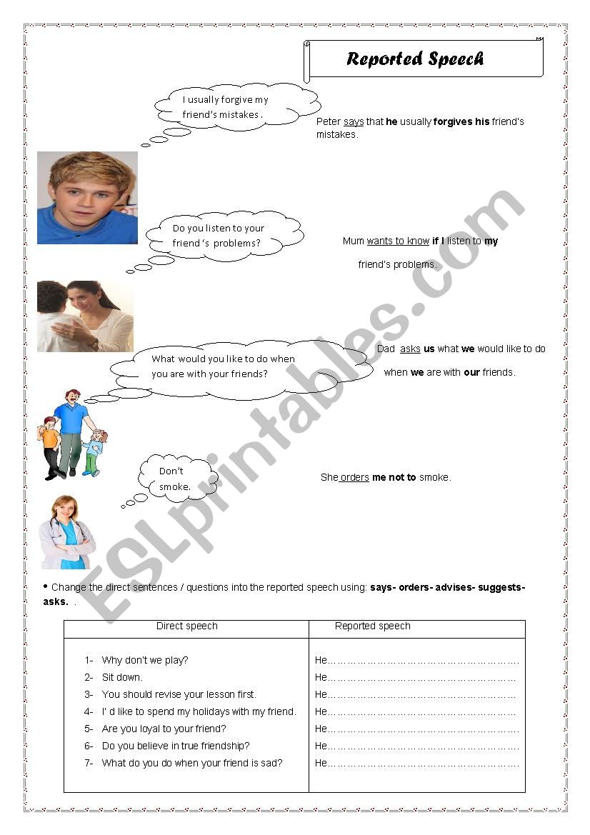 REPORTED SPEECH worksheet