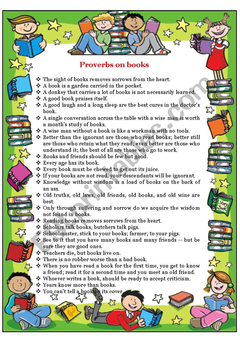 Proverbs on Books worksheet