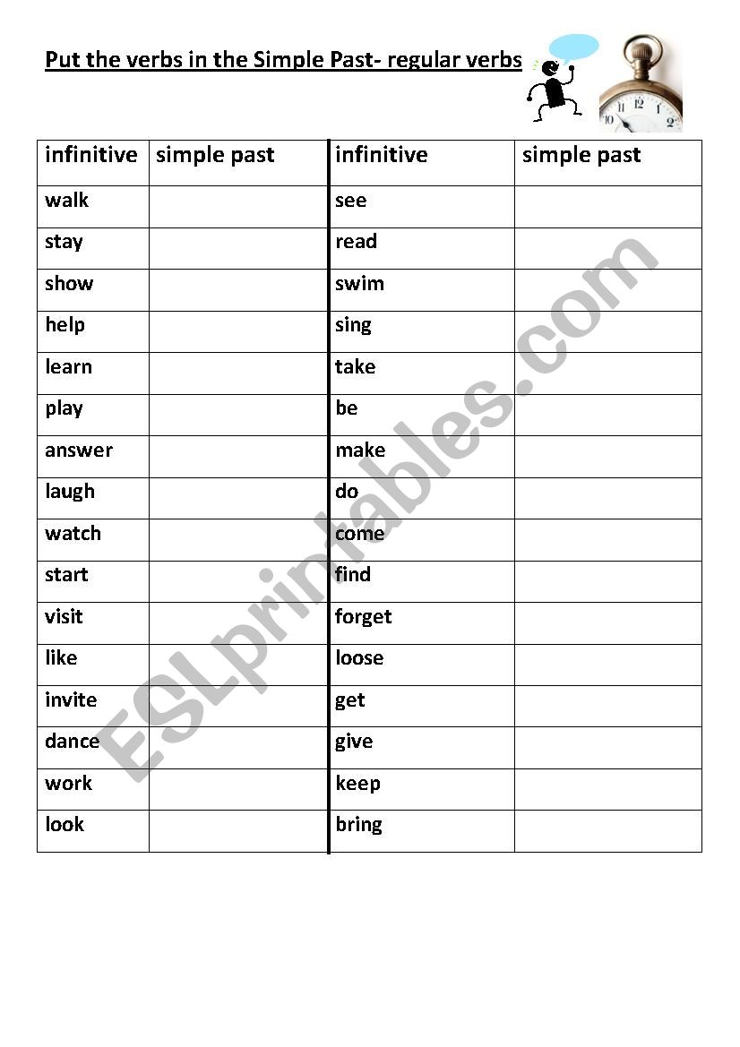 Simple past- irregular and regular verbs