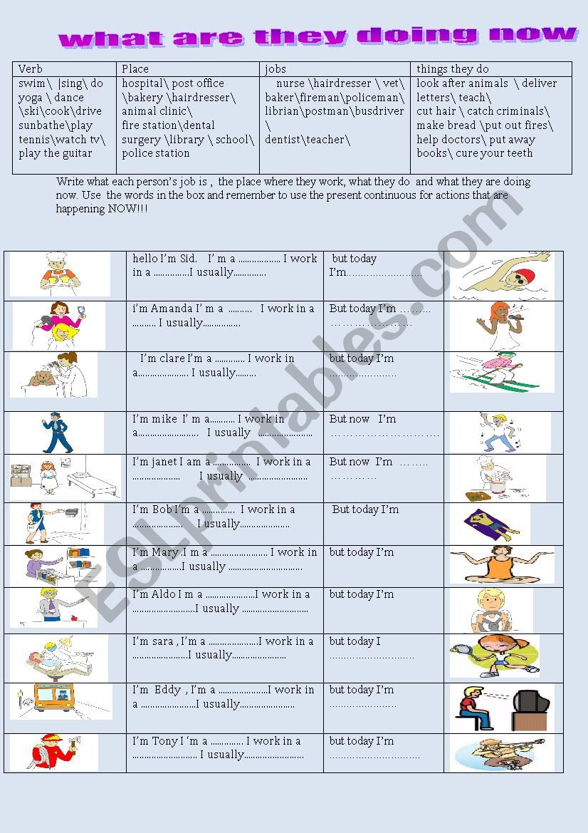 What are they doing now worksheet