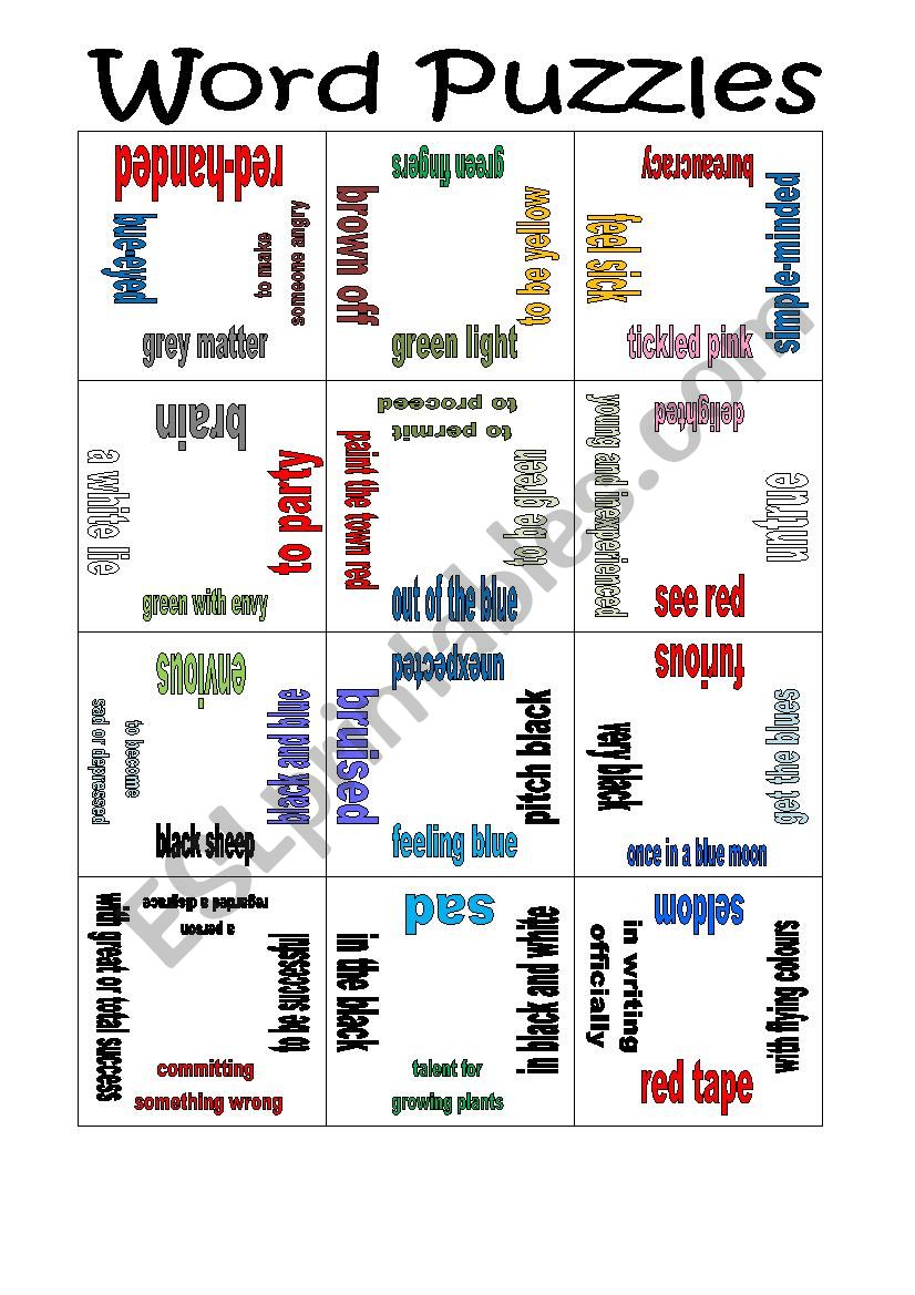Colour Idioms Puzzle worksheet