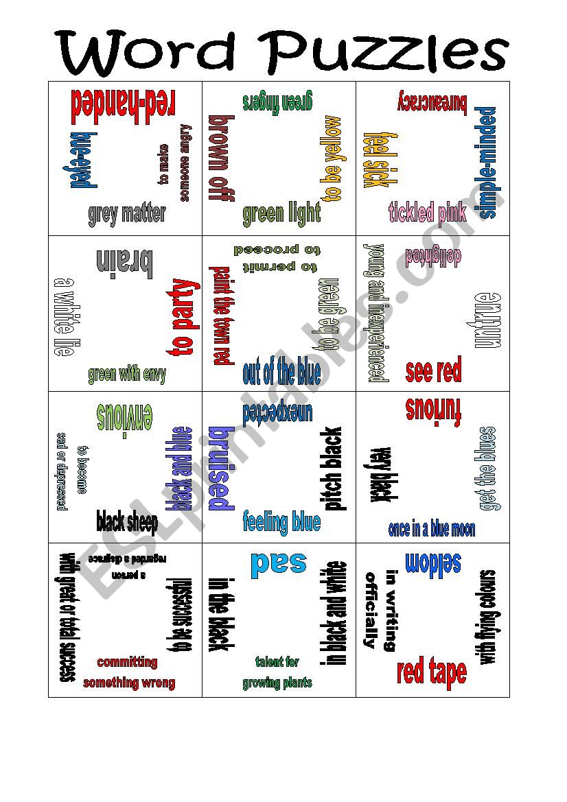 Colour Idioms Puzzle Esl Worksheet By Mulle