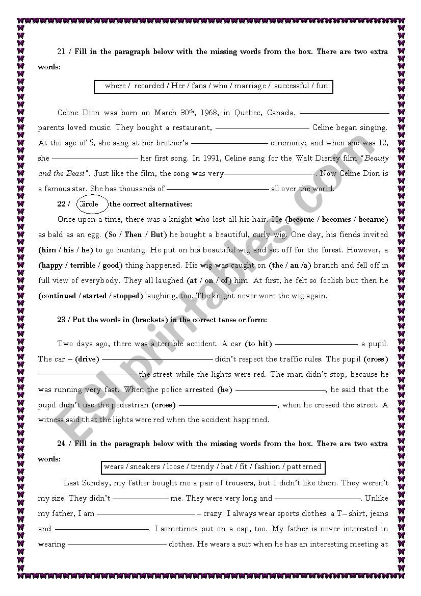 Remedial Tasks (part 3) worksheet