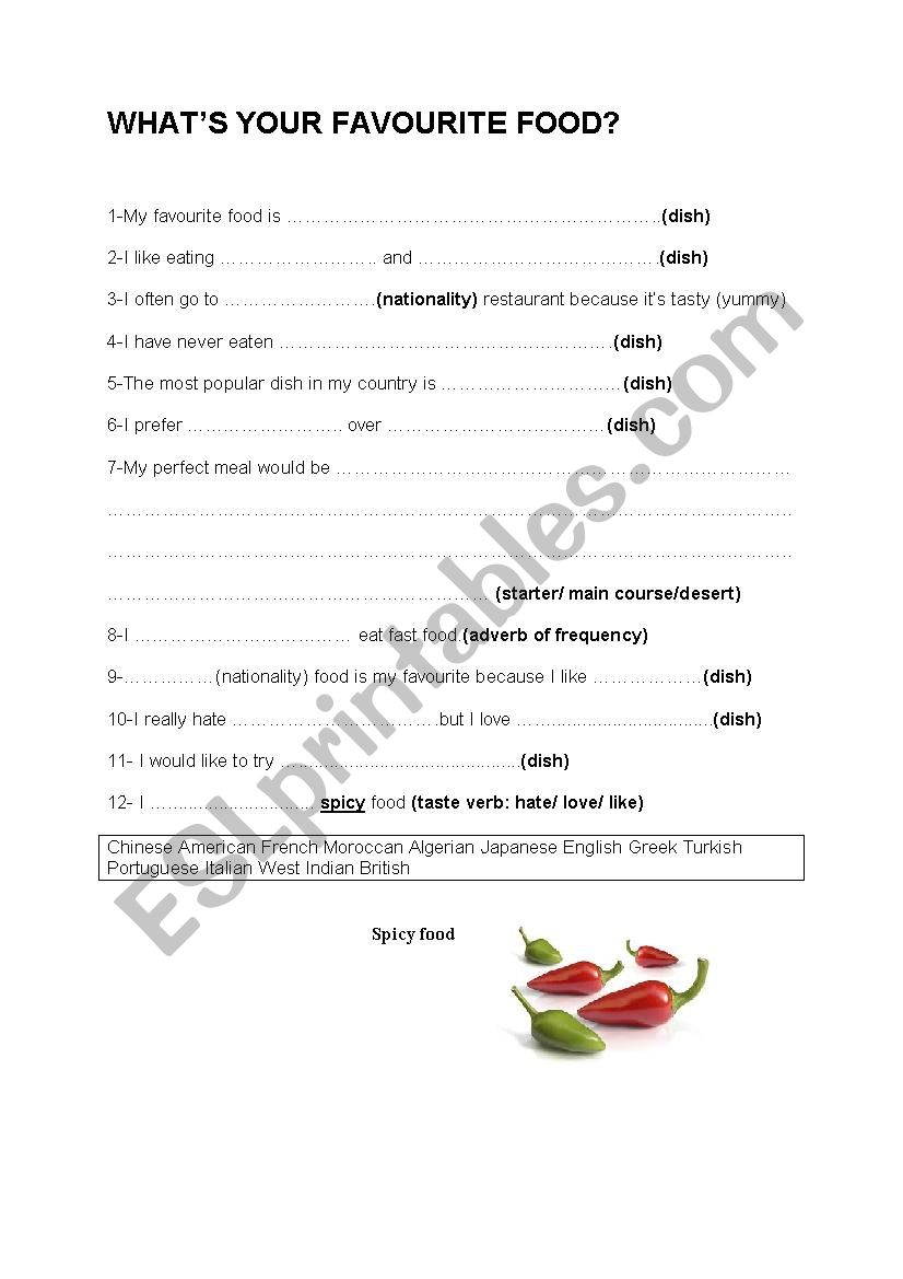 Whats your favourite food? worksheet