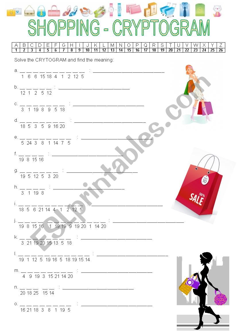 SHOPPING VOCABULARY worksheet