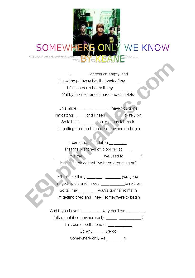 SONG SOMEWHERE ONLY WE KNOW  / BY KEANE 