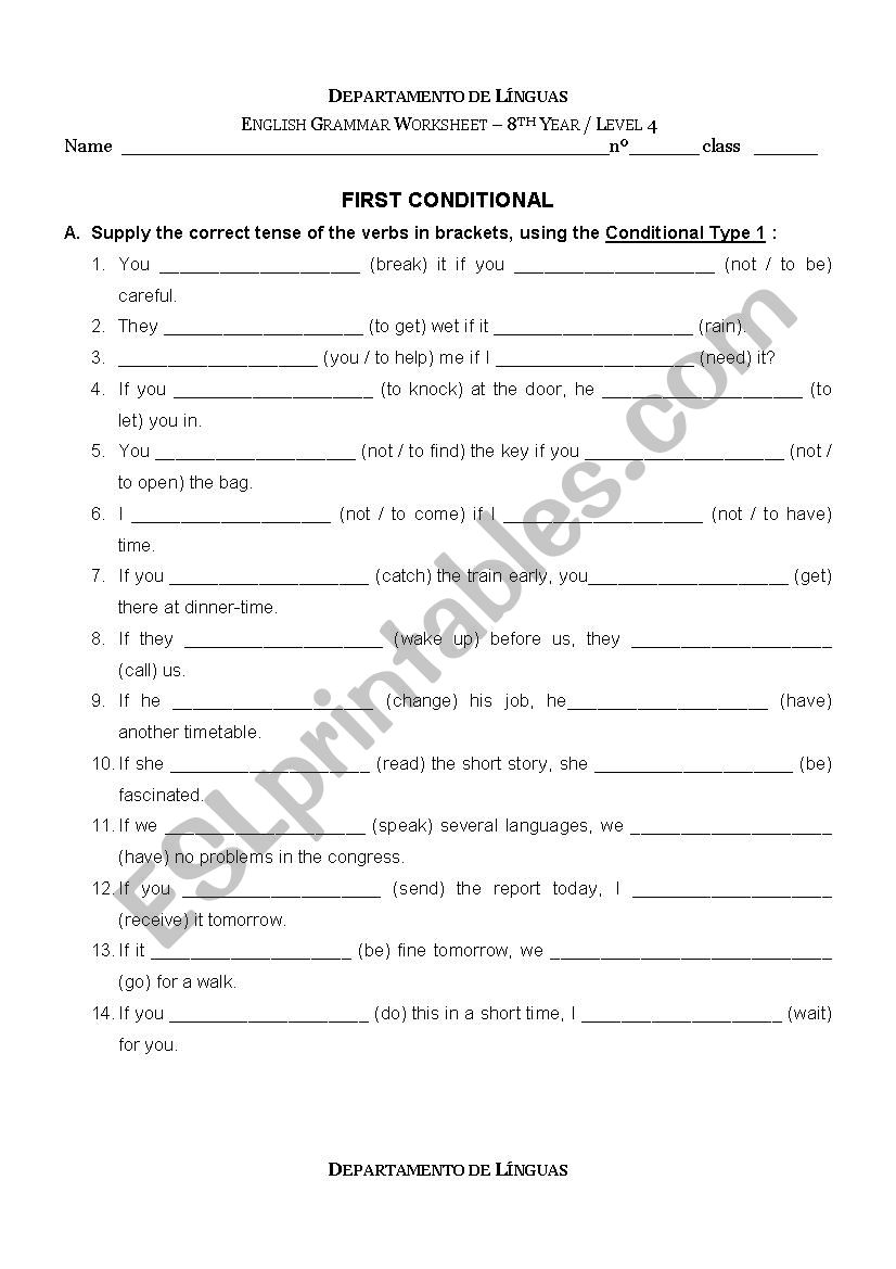 First Conditional worksheet