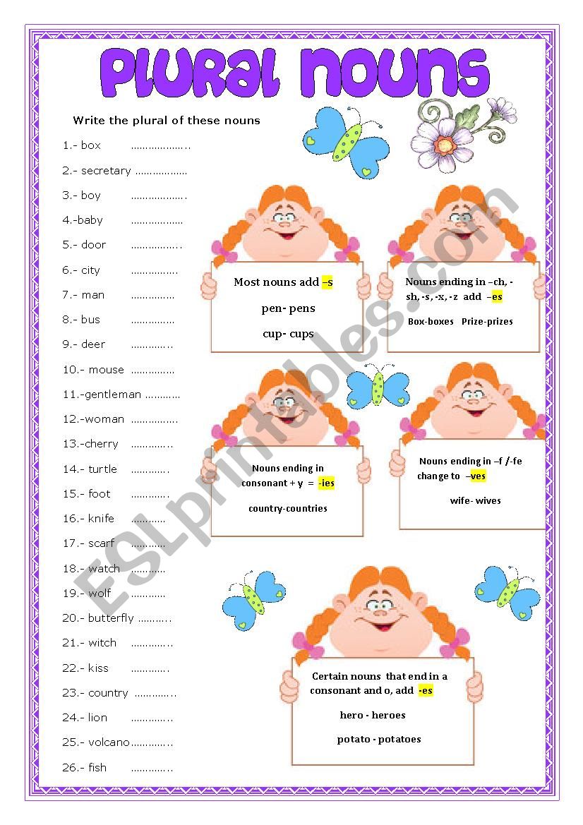 PLURAL NOUNS worksheet