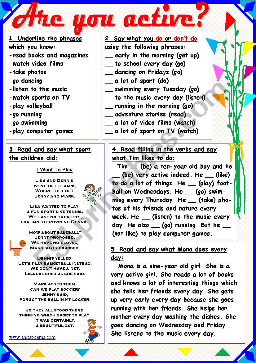 Are You Active? worksheet