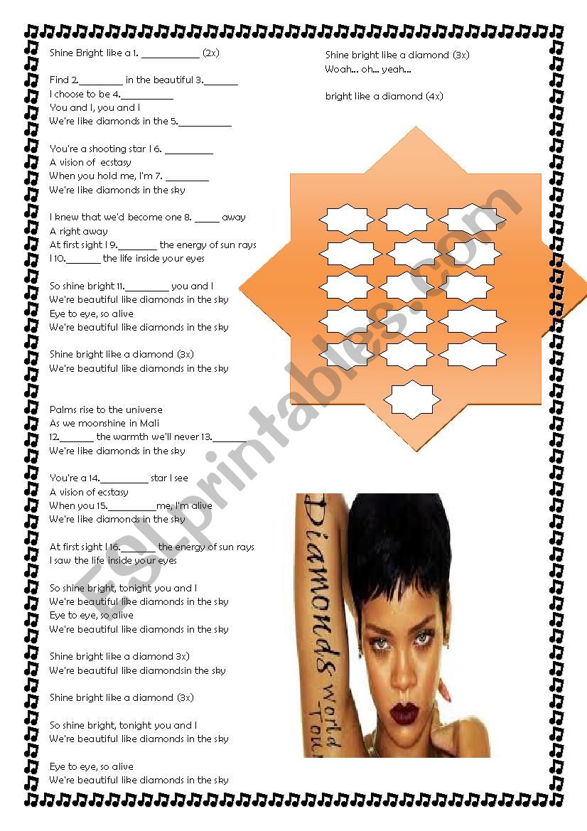 rihanna diamond worksheet