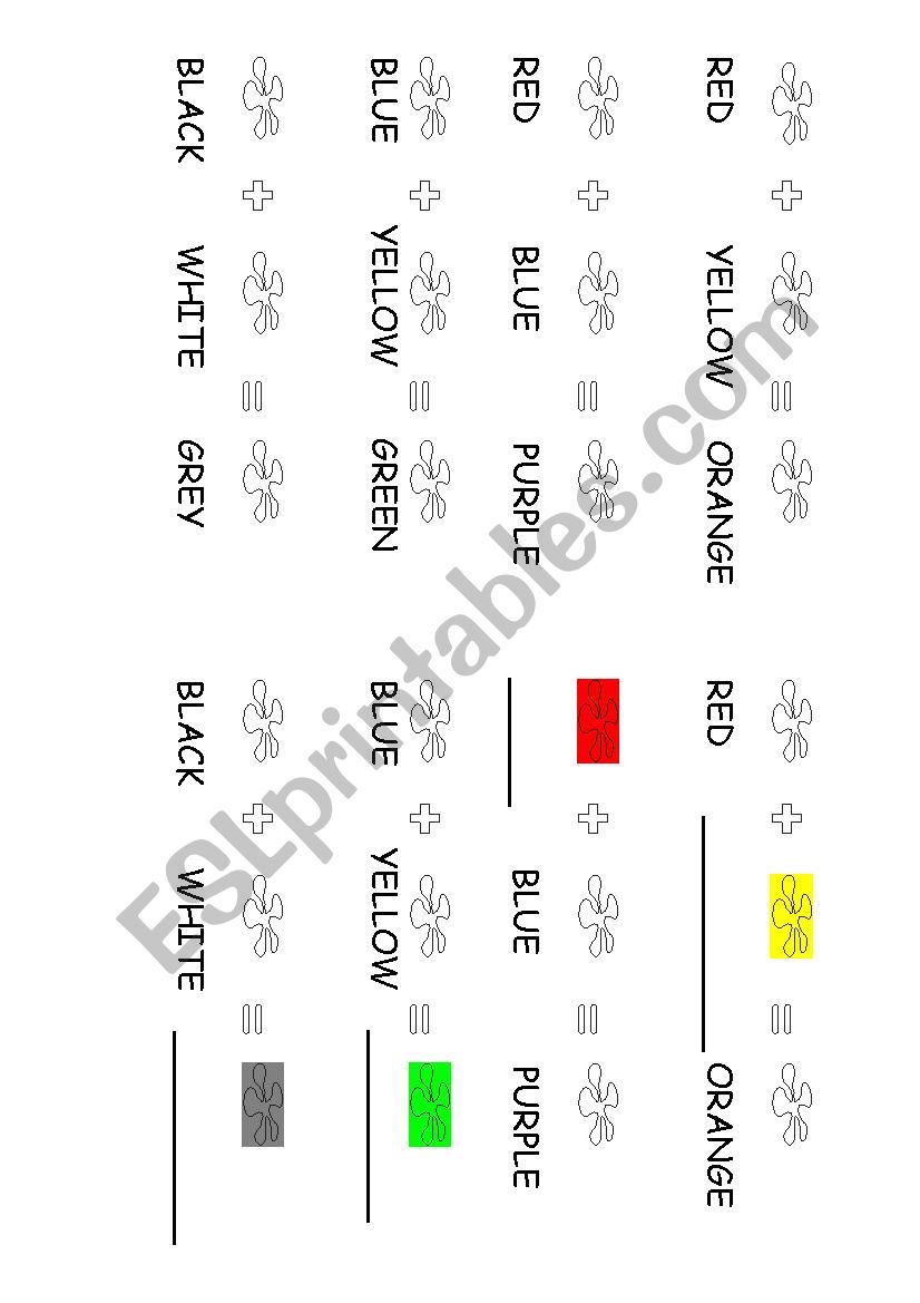 Mixing colours worksheet