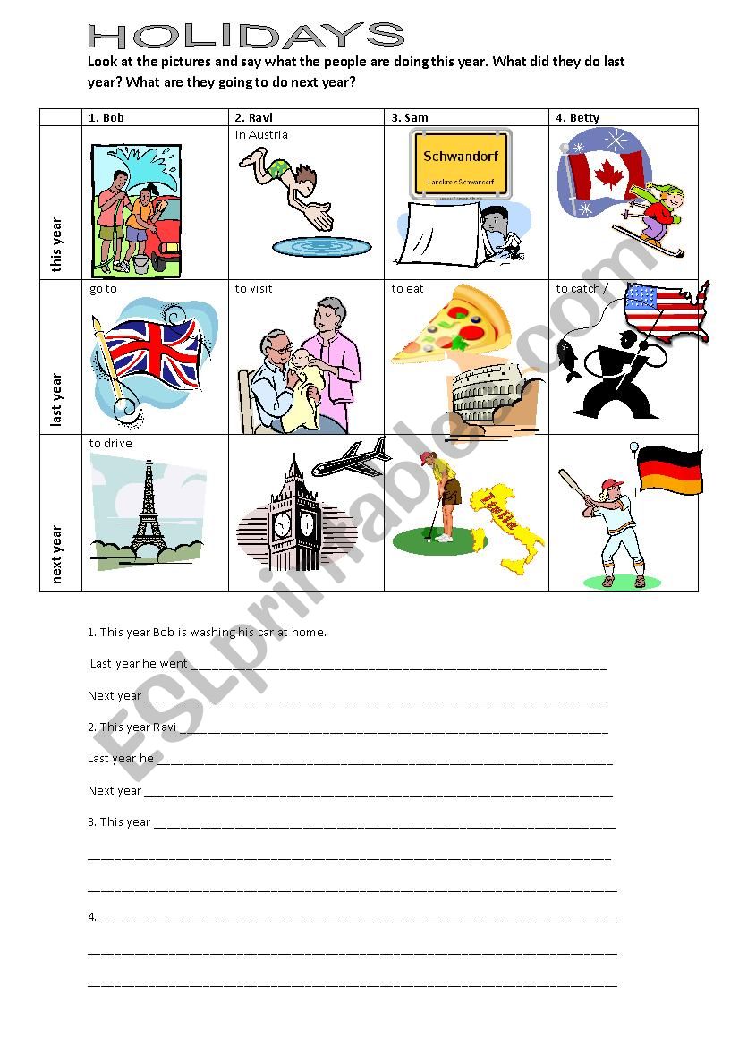 Tenses in context- present continuous, simple past, going-to future