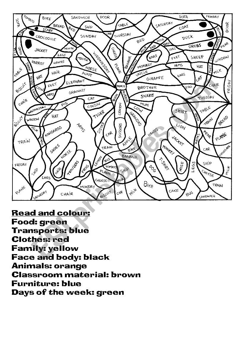 Vocabulary revision -  colouring