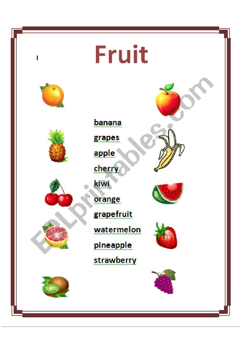 fruit - matching activity worksheet