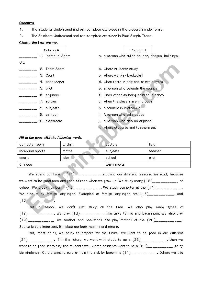 Revise Test for 5 graders worksheet