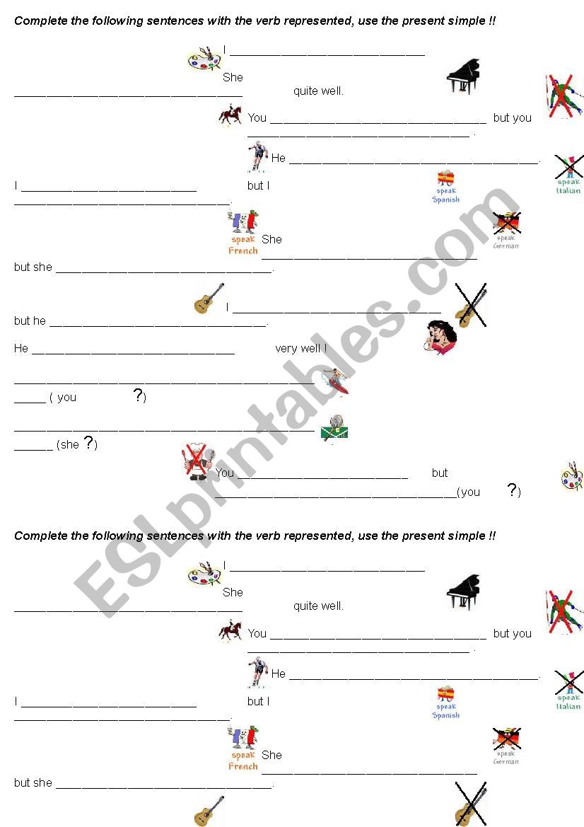 Present simple exercice worksheet