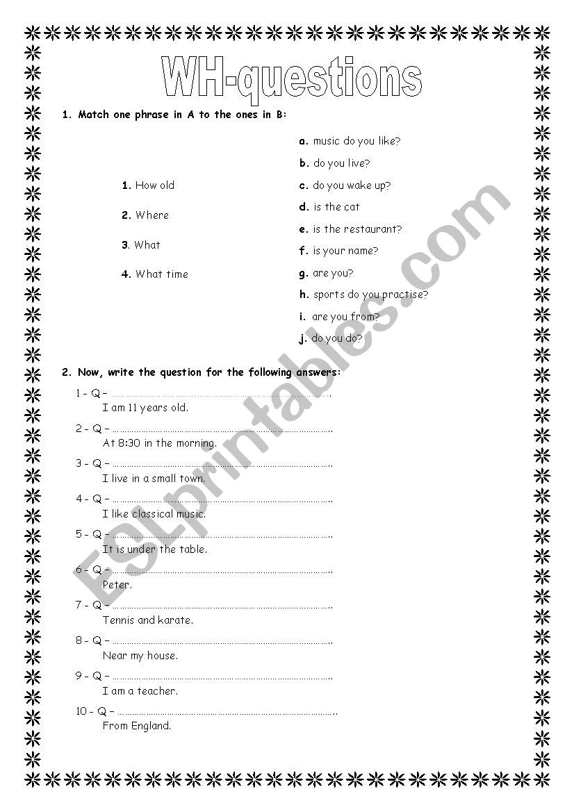 WH-questions worksheet