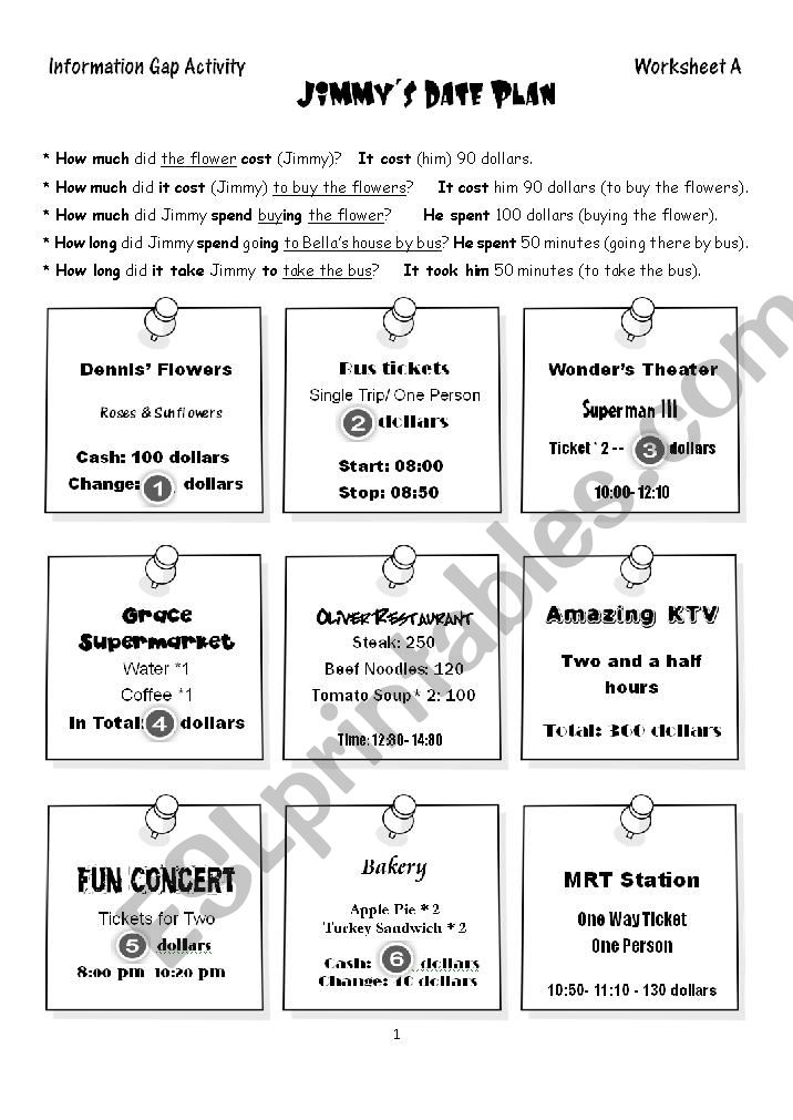 how much & how long- information gap activity 1