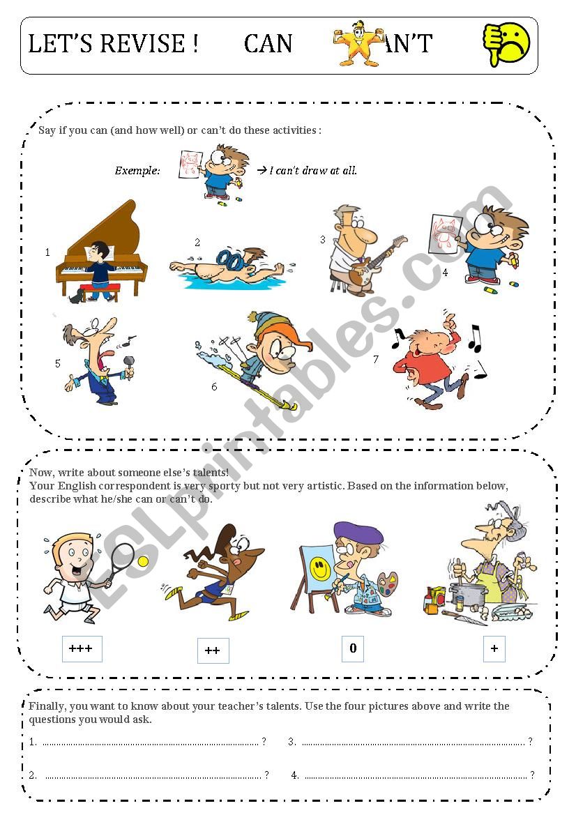 Talents - can and canÂ´t exercises