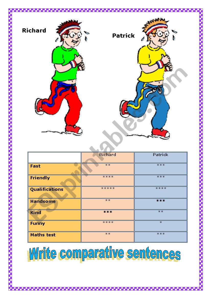 COMPARATIVES worksheet