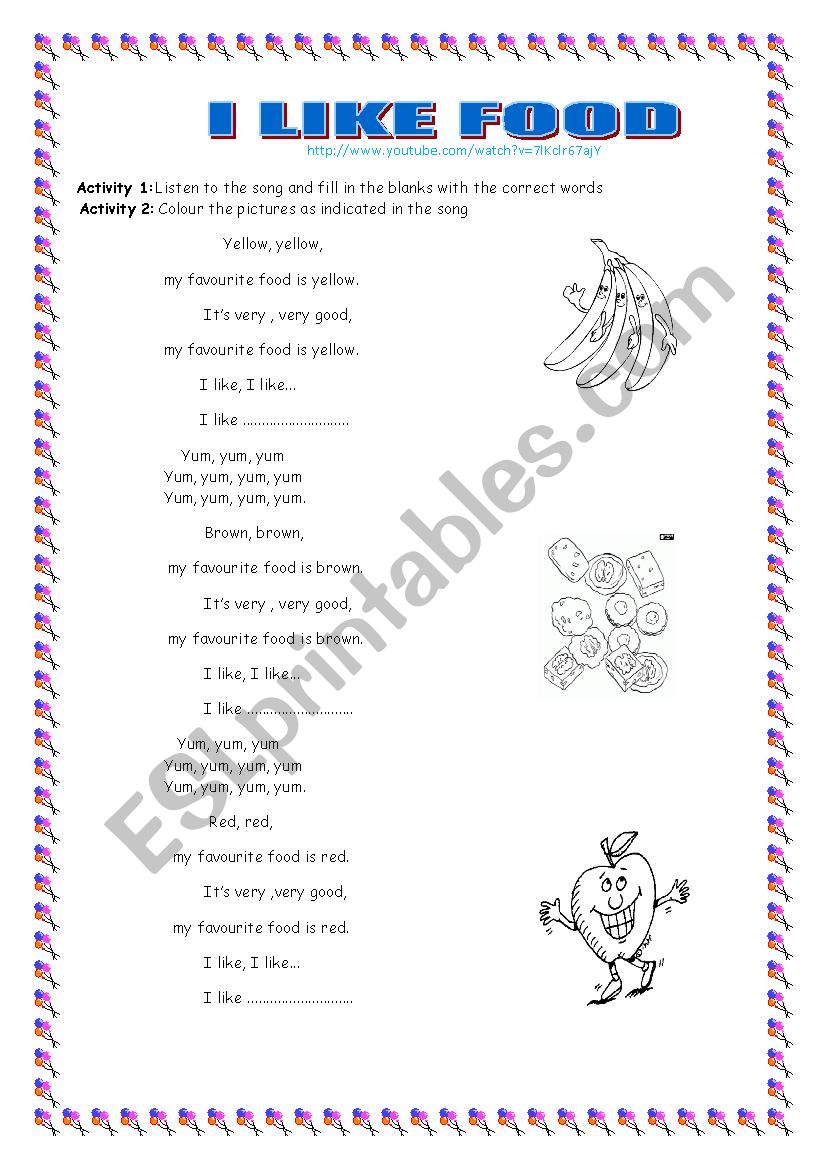 I LIKHE FOOD SONG worksheet