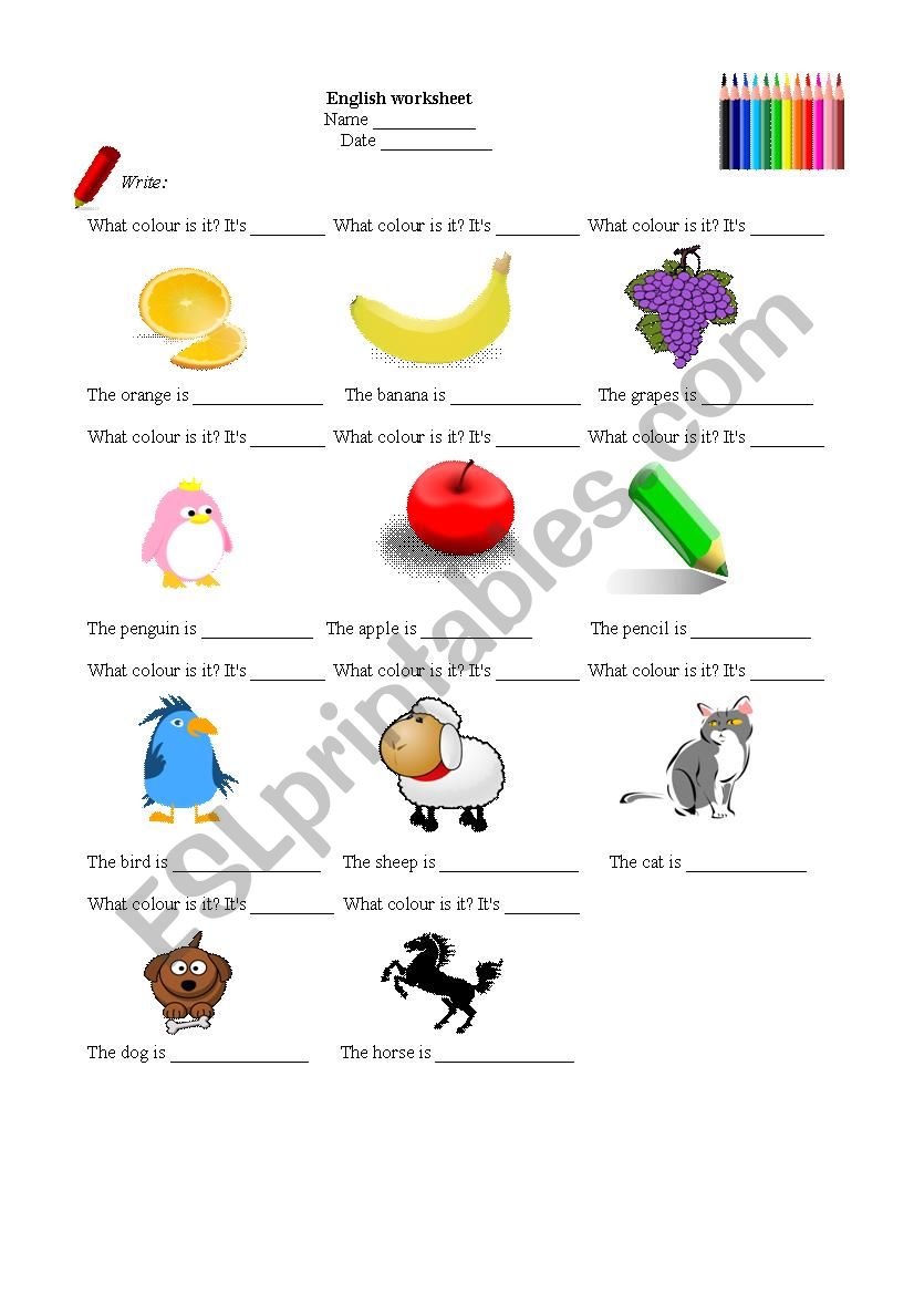 What colour is it? worksheet