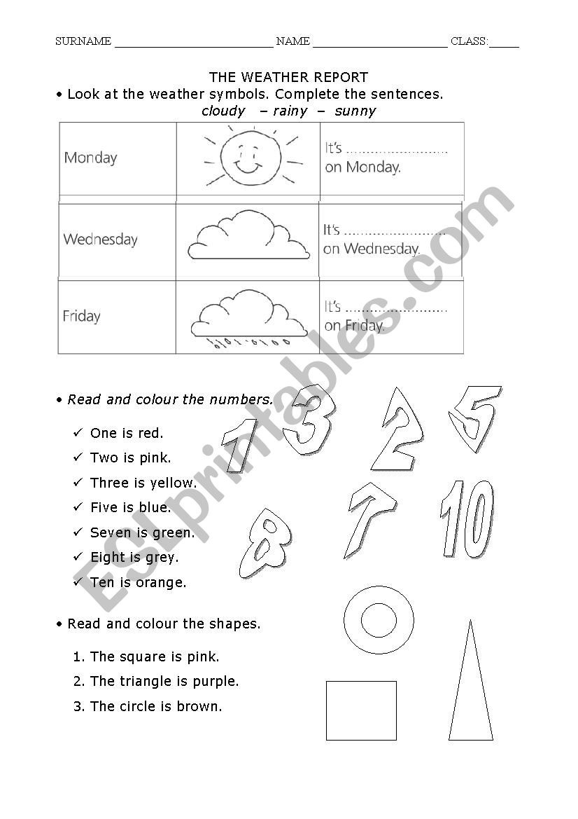 COLOUR AND NUMBERS AND WEATHER