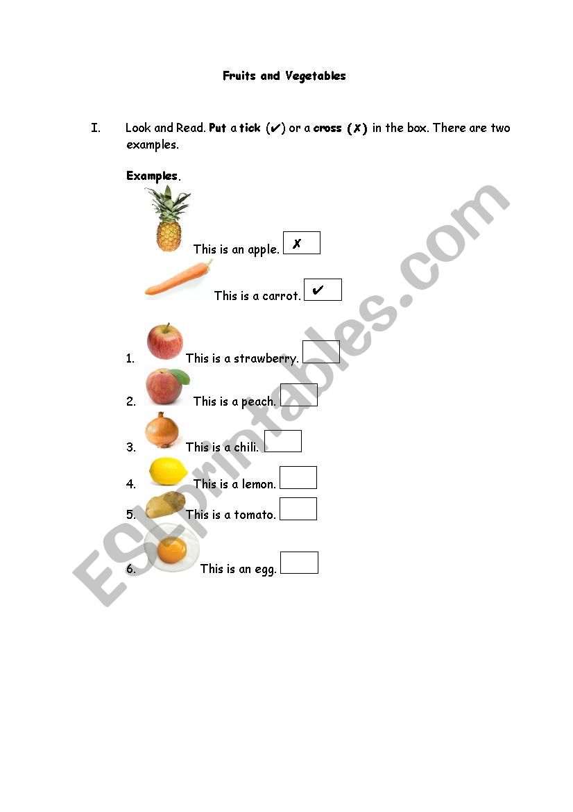 Fruit and Vegetables worksheet
