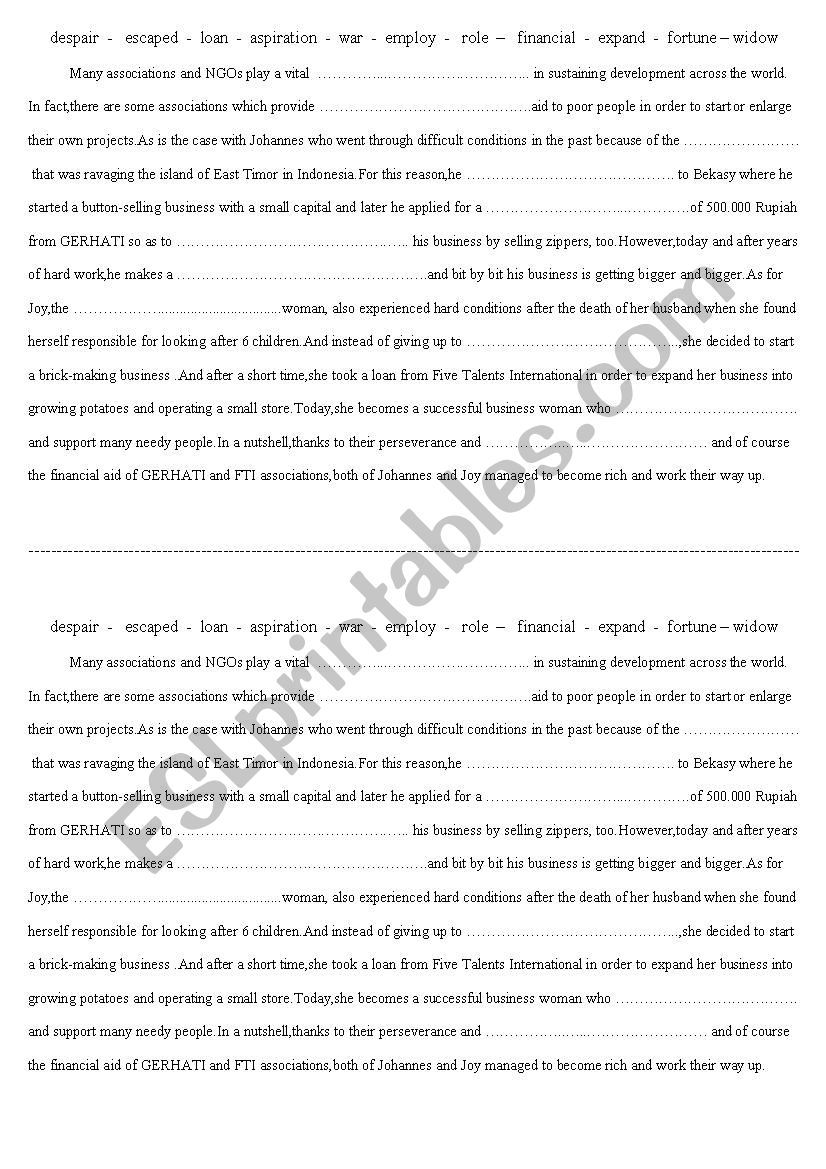 Johannes and Joy Stories worksheet