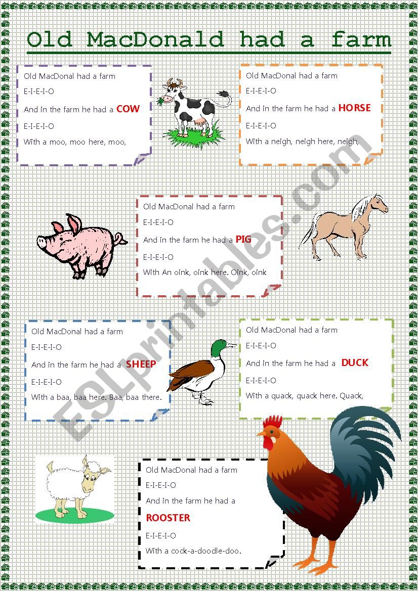 OLD MACDONALD worksheet