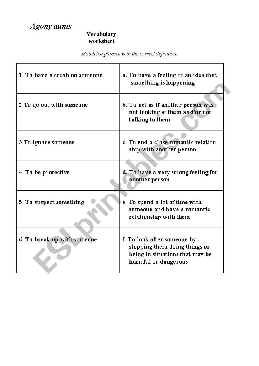 agony aunt worksheet