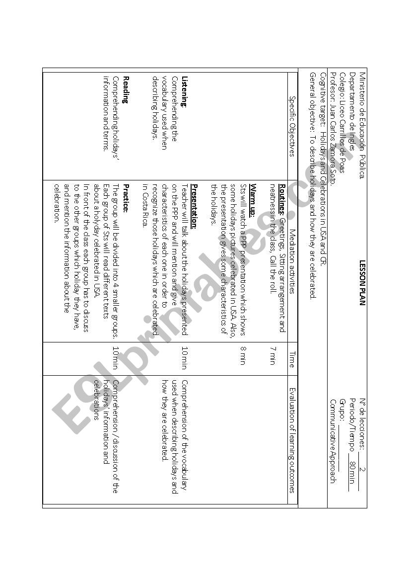 lesson plan worksheet