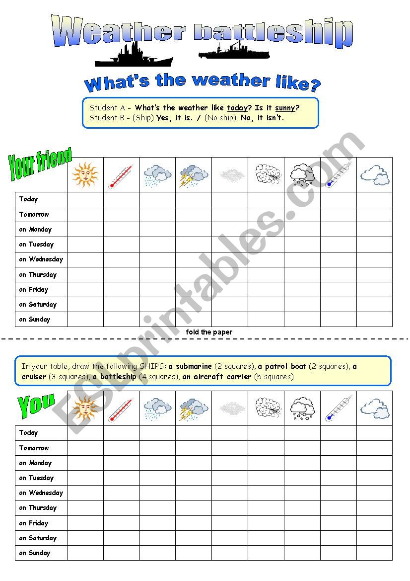 Weather battleship worksheet