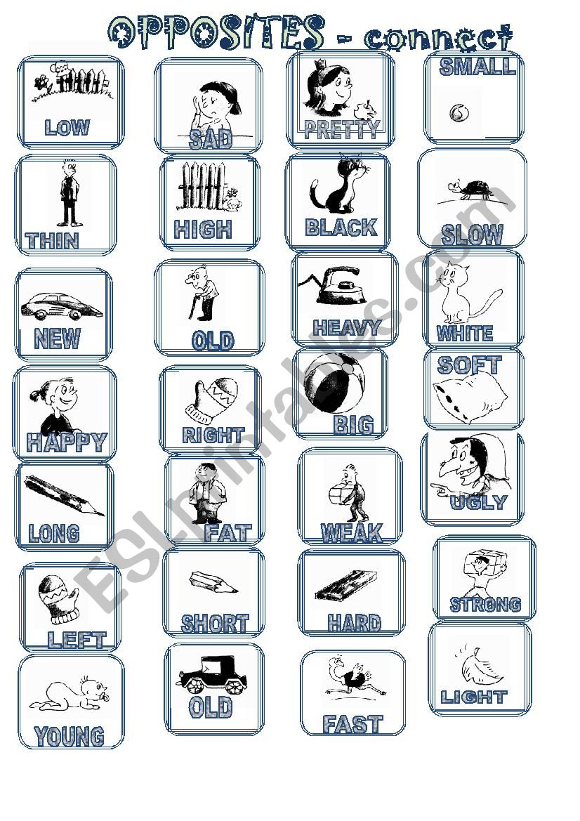 Opposites connect two lines worksheet