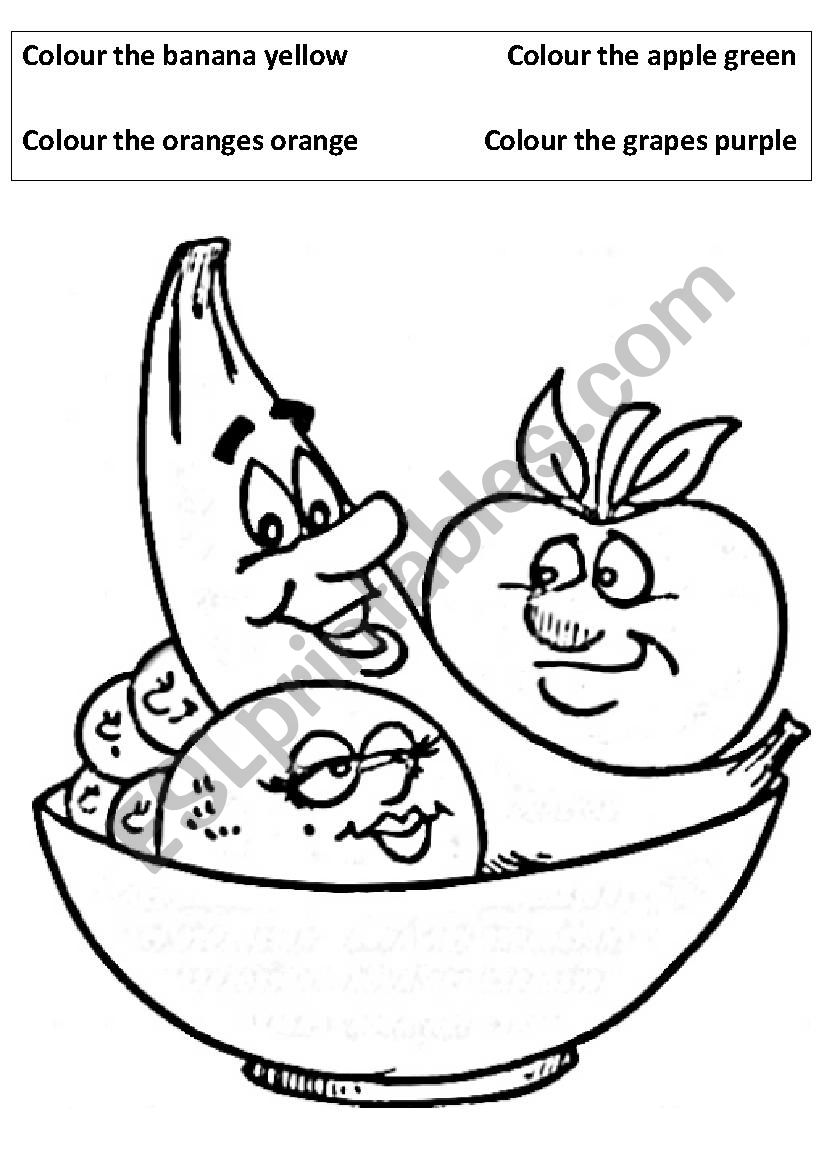Colour the fruit by key worksheet