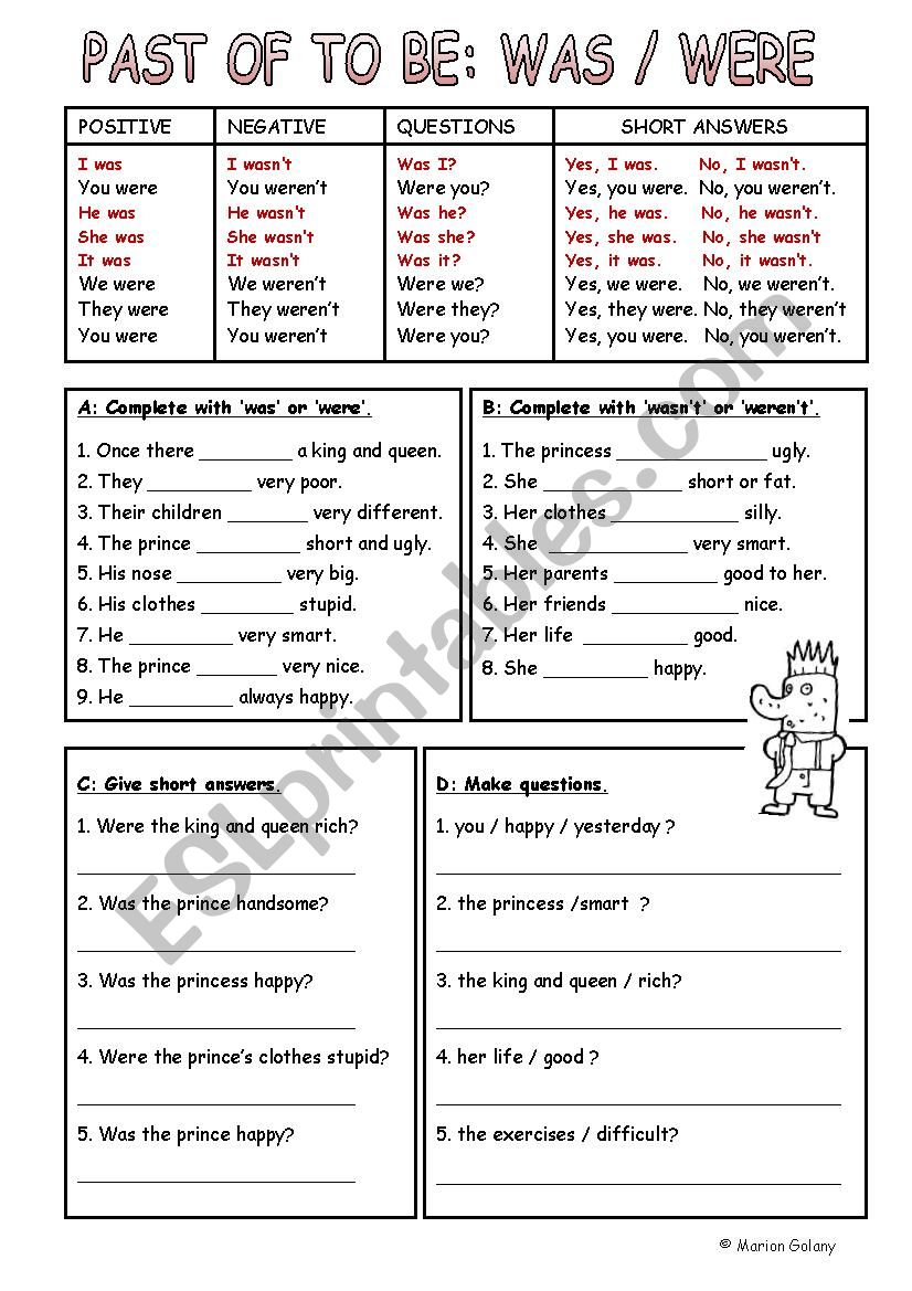 Past Simple Verb To Be Worksheet Pdf