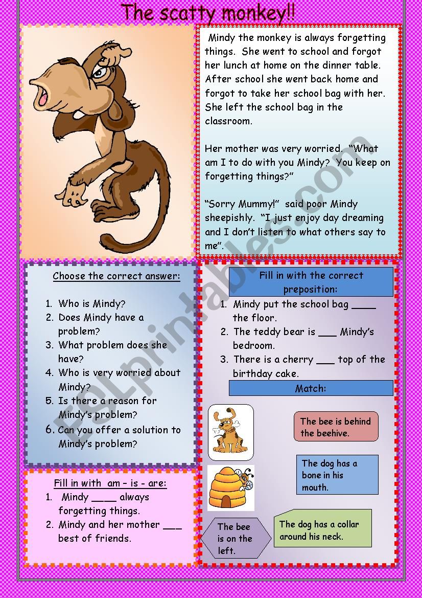 The scatty monkey worksheet