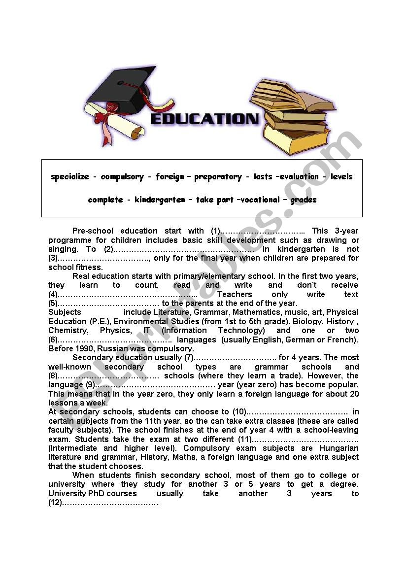 Education (Topic Elaboration for Pre-Intermediate Students)