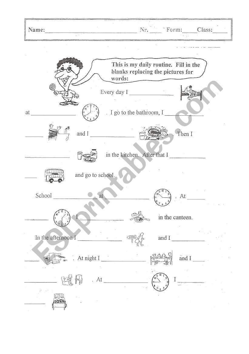 Daily Rutine- worksheet