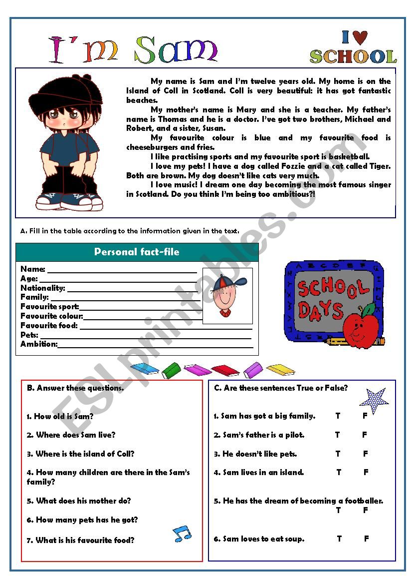 Reading-comprehension worksheet