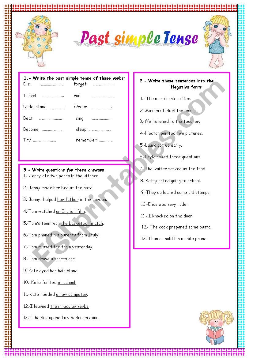 Past SimpleTense worksheet