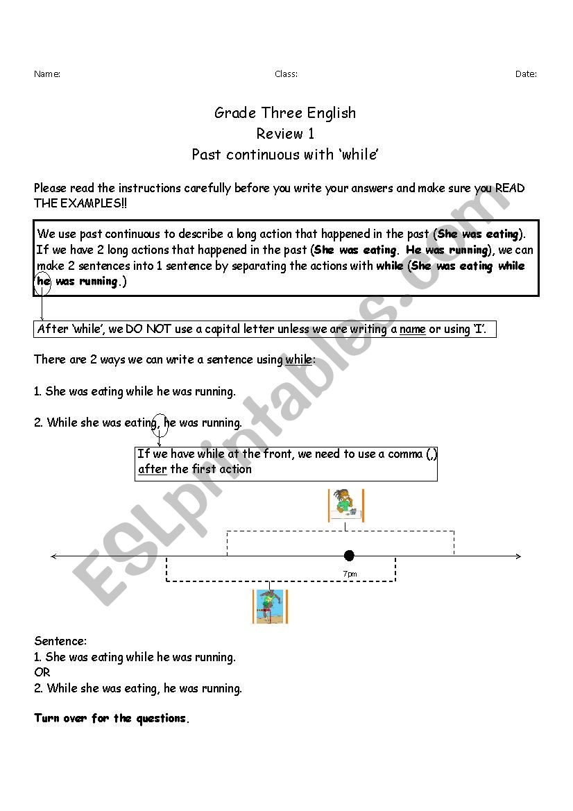 Using the past continuous with while