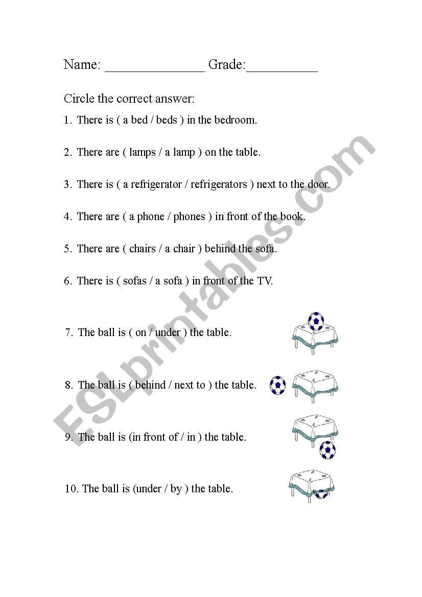 Prepositions  worksheet