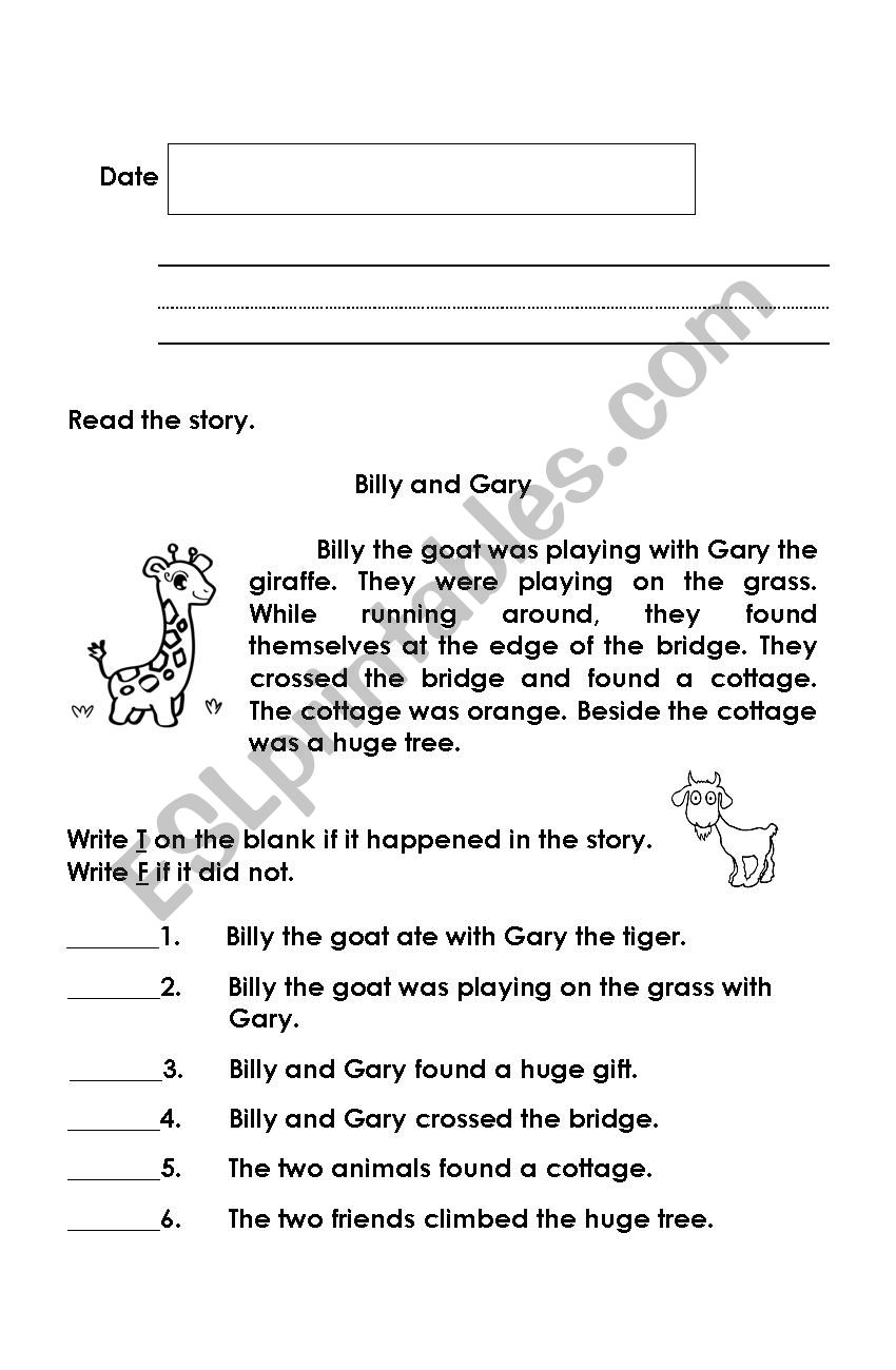 Hard G and Soft G Story worksheet