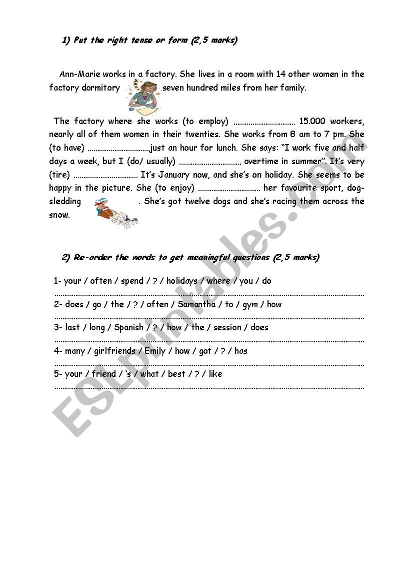 exercices part II worksheet