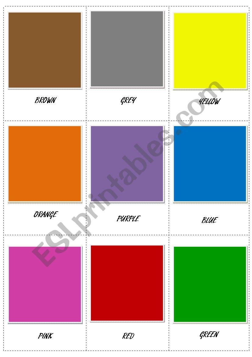 Colours flashcards worksheet