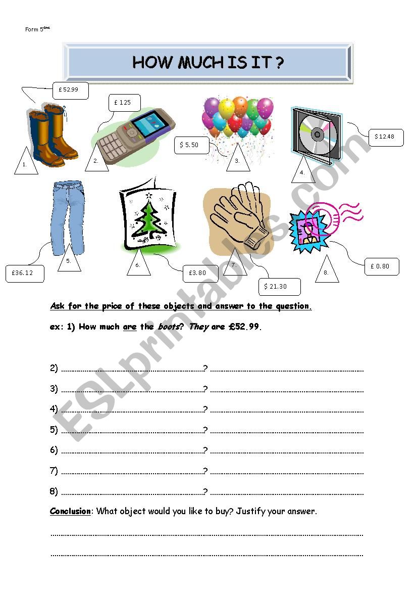 How much is it? worksheet