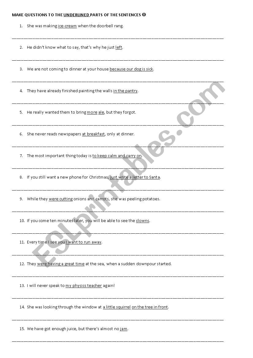 Questions worksheet